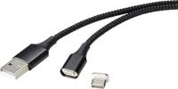 Produktbild: Renkforce USB-Kabel USB 2.0 USB-A Stecker, USB-C&reg; Stecker 1.00 m Schwarz magnetischer Stecker RF-4746076