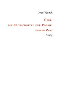 Produktbild: &Uuml;ber die R&uuml;ckschritte der Poesie dieser Zeit