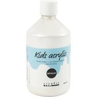 Produktbild: Creativ Company Acrylfarbe Metallic, Metallic, Wei&szlig;, 500 ml/ 1 Fl.
