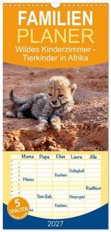 Produktbild: Familienplaner 2027 - Wildes Kinderzimmer - Tierkinder in Afrika mit 5 Spalten (Wandkalender, 21 x 45 cm) CALVENDO