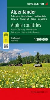 Produktbild: Freytag & berndt Stra&szlig;enkarte Alpenl&auml;nder, &Ouml;sterreich - Deutschland - Schweiz - Frankreich - Italien - Slowenien 1:800.000