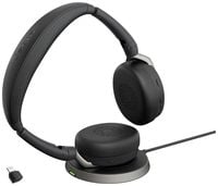 Produktbild: Jabra Evolve2 65 Flex Link380c MS + Ladepad On Ear Headset Bluetooth® Stereo Schwarz Noise Cancelling Headset