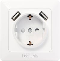 Bild vom Artikel LogiLink PA0162 1fach Unterputz-Steckdose mit USB, erhöhter Berührungsschutz IP20 Weiß vom Autor 