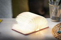 Mini Booklight warm light, pink, Leinenstoff