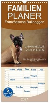 Produktbild: Familienplaner 2027 - Charme auf vier Pfoten - Franz&ouml;sische Bulldoggen Portraits mit 5 Spalten (Wandkalender, 21 x 45 cm) CALVENDO