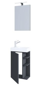 Produktbild: 2-tlg G&auml;ste WC Badm&ouml;bel Waschtisch Lumia Spiegel