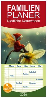 Produktbild: Familienplaner 2026 - Niedliche Naturwesen mit 5 Spalten (Wandkalender, 21 x 45 cm) CALVENDO