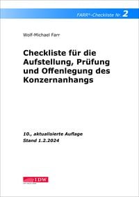Produktbild: FARR Checkliste 2 f&uuml;r die Aufstellung, Pr&uuml;fung und Offenlegung des Konzernanhangs