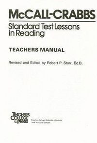 Produktbild: McCall-Crabbs Standard Test Lessons in Reading, Teachers Manual/Answer Key