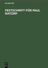Produktbild: Festschrift f&uuml;r Paul Natorp