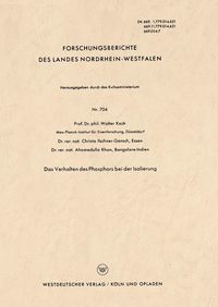 Produktbild: Das Verhalten des Phosphors bei der Isolierung