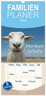 Produktbild: Familienplaner 2026 - Nordsee Schafe mit 5 Spalten (Wandkalender, 21 x 45 cm) CALVENDO