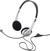 Produktbild: Renkforce On Ear Headset kabelgebunden Stereo Schwarz, Silber Lautst&auml;rkeregelung Computer