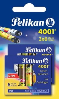 Produktbild: Pelikan Tintenpatronen 4001&reg; 2 x 6er Set Patronen mit bunt bedruckten Standard-Tintenpatronen K&ouml;nigsblau