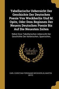 Produktbild: Tabellarische Uebersicht Der Geschichte Der Deutschen Poesie Von Weckherlin Und M. Opitz, Oder Dem Beginnen Der Neuern Deutschen Poesie Bis Auf Die Ne