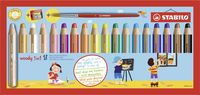 Bild vom Artikel Buntstift, Wasserfarbe & Wachsmalkreide - STABILO woody 3 in 1 - 18er Pack mit Spitzer und Pinsel - mit 18 verschiedenen Farben vom Autor 