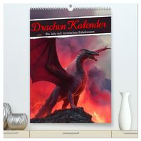 Produktbild: Drachen Kalender - ein Jahr mit mystischen Fabelwesen (hochwertiger Premium Wandkalender 2026 DIN A2 hoch), Kunstdruck in Hochglanz