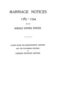 Produktbild: Marriage Notices, 1785-1794