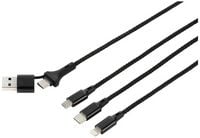 Produktbild: Renkforce USB-Ladekabel USB 2.0 USB-A Stecker, USB-C&reg; Stecker, USB-Micro-B Stecker, Apple Lightning Stecker, USB-C&reg; Stecker 3.00m