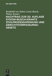 Produktbild: Nachtrag zur 20. Auflage Sydow-Busch-Krantz Zivilproze&szlig;ordnung und Gerichtsverfassungsgesetz