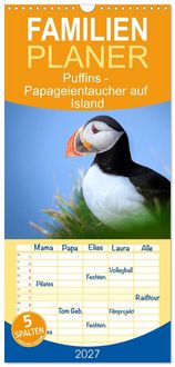 Produktbild: Familienplaner 2027 - Puffins - Papageientaucher auf Island mit 5 Spalten (Wandkalender, 21 x 45 cm) CALVENDO