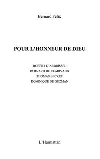 Produktbild: Pour l'honneur de dieu robert d'arbrissel bernard clairvaux