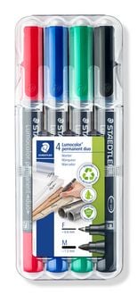 Produktbild: STAEDTLER Zweispitz-Marker Lumocolor 348 permanent, Rundspitze, 4er Set