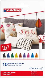 Produktbild: edding 4600 Textilstifte, 1mm, 10er Set Rundspitze Standard Farben