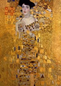 Produktbild: Notizbuch sch&ouml;n gestaltet mit Leseband - A5 Hardcover blanko - Gustav Klimt "Adele Bloch-Bauer I" - 100 Seiten 90g/m
