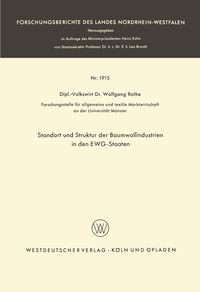 Produktbild: Standort und Struktur der Baumwollindustrien in den EWG-Staaten