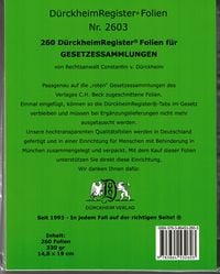 Produktbild: 260 D&uuml;rckheimRegister&reg; -FOLIEN zum Einheften und Unterteilen der Gesetzessammlungen