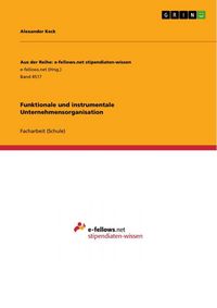 Produktbild: Funktionale und instrumentale Unternehmensorganisation