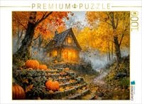 Produktbild: CALVENDO Puzzle Herbst Cottage im bunten Wald mit K&uuml;rbis und Fuchs | 1000 Teile Lege-Gr&ouml;&szlig;e 64x48cm Foto-Puzzle f&uuml;r gl&uuml;ckliche Stunden