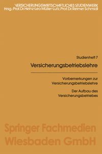 Produktbild: Vorbemerkungen zur Versicherungsbetriebslehre