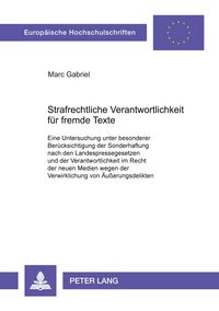 Produktbild: Strafrechtliche Verantwortlichkeit f&uuml;r fremde Texte