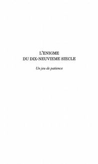 Produktbild: Enigme du dix-neuvieme siecle