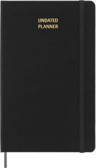 Produktbild: Moleskine undatierter Wochen Notizkalender, L/A5, 1 Wo = 1 Seite, Rechts linierte Seite, Fester Einband mit Textpr&auml;gung gold, Schwarz