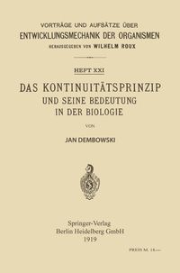 Produktbild: Das Kontinuit&auml;tsprinzip und seine Bedeutung in der Biologie