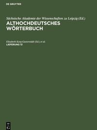 Produktbild: Althochdeutsches W&ouml;rterbuch, Lieferung 13, Althochdeutsches W&ouml;rterbuch Lieferung 13