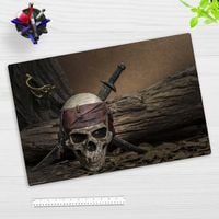 Produktbild: Cover-your-desk Schreibtischunterlage f&uuml;r Kinder Totenkopf mit Piratens&auml;bel - Jolly Roger, aus hochwertigem Vinyl , 60 x 40 cm