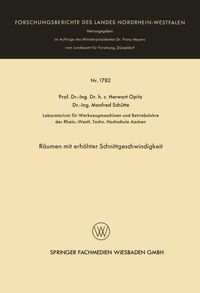 Produktbild: R&auml;umen mit erh&ouml;hter Schnittgeschwindigkeit