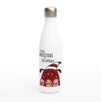 Produktbild: Wei&szlig;e Edelstahl-Wasserflasche " Die drei Muckeltiere & der W&uuml;terix"