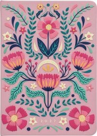 Produktbild: Taschenkalender A5 2027: Bl&uuml;tenmotiv, bestickt, rosa