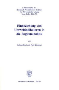 Produktbild: Einbeziehung von Umweltindikatoren in die Regionalpolitik.