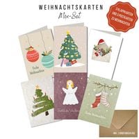 Produktbild: KEITCARDS Weihnachtskarten mixed Set, 3 x Postkarten und 3 x Klappkarten