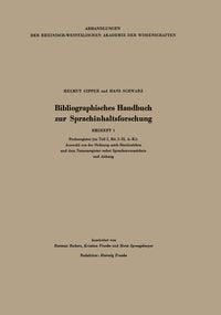 Produktbild: Bibliographisches Handbuch zur Sprachinhaltsforschung