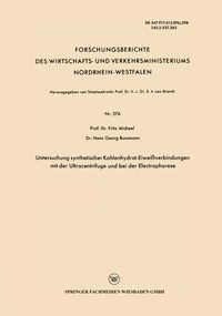 Produktbild: Untersuchung synthetischer Kohlenhydrat-Eiwei&szlig;verbindungen mit der Ultracentrifuge und bei der Electrophorese