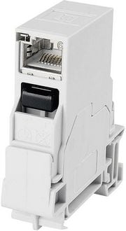 Produktbild: Teleg&auml;rtner 100007437 Tragschienen-Verbinder RJ45 100007437 Kupplung, Einbau Pole: 8P8C Lichtgrau 1 St.