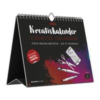 Produktbild: Kreativ-Kalender Tischaufsteller quer schwarz 2026 - Kreativ-Kalender - DIY-Kalender - Kalender zum Basteln - Tischkalender - 20x16