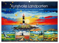 Produktbild: Kunstvolle Landpartien - Farbenfrohe Naturmomente im Textilstil (Wandkalender 2027 DIN A2 quer), CALVENDO Monatskalender